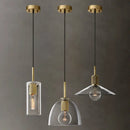 Axyaa Gold Metal Chandelier Lighting Clear Glass Pendant LED Hanging Lamp