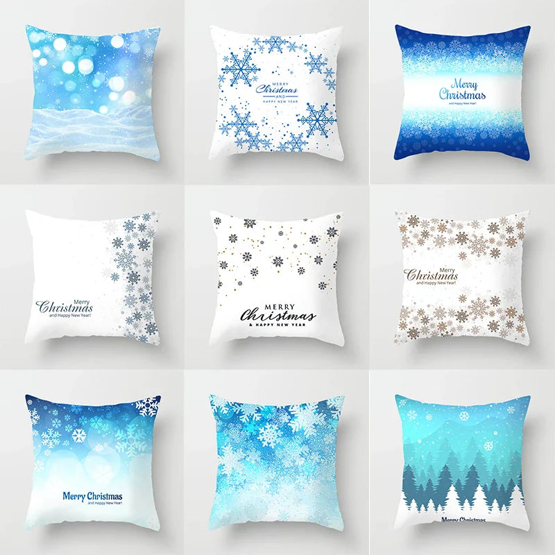 Blue Winter Snowflake Pillowcase for Stylish Christmas Decor by Axyaa