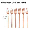 Axyaa Stainless Steel Coffee Fork Set, Mirror Gold Cutlery, Durable Fruit Forks