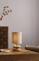 Axyaa Walnut Wood Bedside Table Lamp - Japanese Style Retro Solid Wood Designer