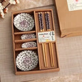 Axyaa Japanese Style Tableware Set with Chopsticks, Ceramic Sushi & Sashimi Dishes