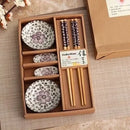 Axyaa Japanese Style Tableware Set with Chopsticks, Ceramic Sushi & Sashimi Dishes