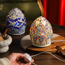 Axyaa Vintage Egyptian Egg Lamp: Handcrafted Mosaic Bedside Night Light
