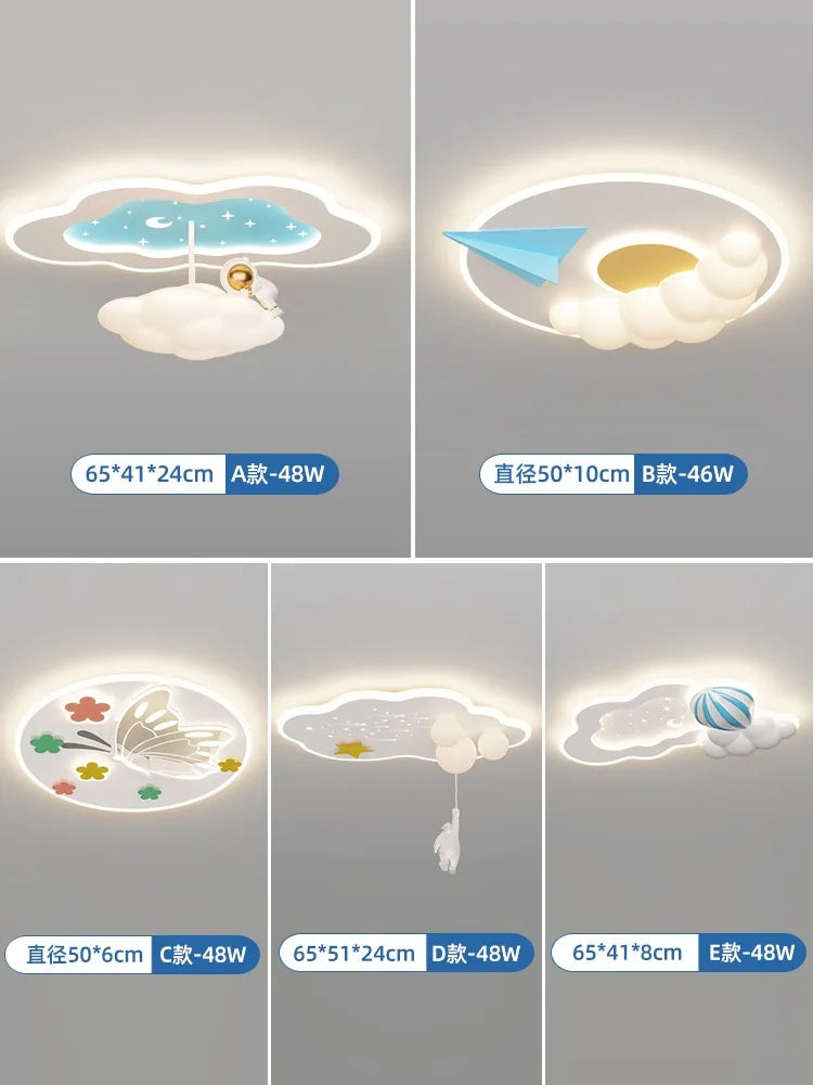 Axyaa Cloud Airplane Chandelier: Modern LED Children's Bedroom Ceiling Lights