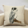 Axyaa Owl Linen Cushion Cover 45x45cm - Elegant Sofa Pillowcase for Any Occasion