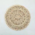 Rattan Straw Wall Hanging Decor by Axyaa - Handmade Round Frame Ornament & Table Mat