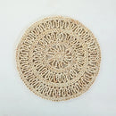 Rattan Straw Wall Hanging Decor by Axyaa - Handmade Round Frame Ornament & Table Mat