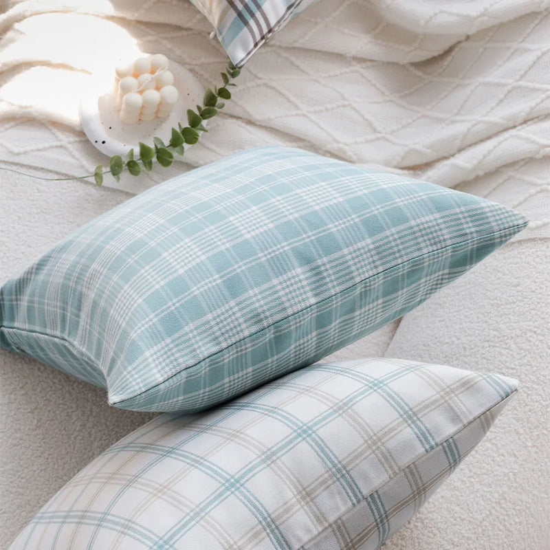 Axyaa Plaid Cushion Cover: Simple Nordic Style Sofa Pillow Cover for Home Decor
