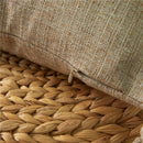 Axyaa Khaki Linen Tassel Cushion Cover - 45*45 - Soft Farmhouse Decor Pillow