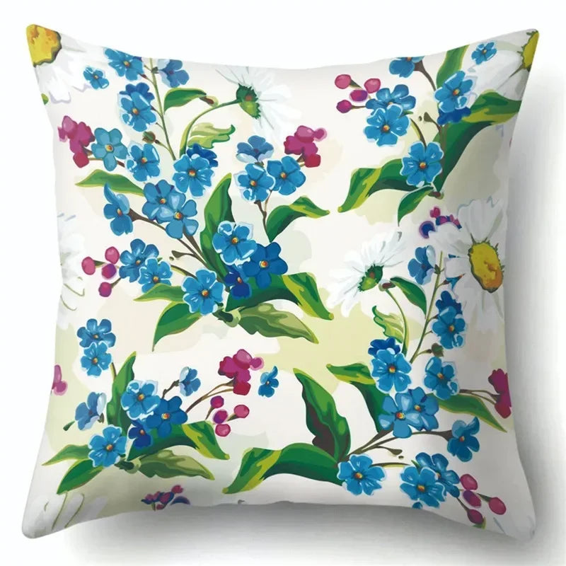 Axyaa Tree Flower Plant Landscape Print Pillow Cover 45X45CM