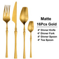 Axyaa 24-Piece Gold Stainless Steel Cutlery Set Flatware Knife Fork Spoon Mirror Matte