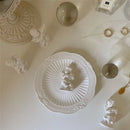 Ceramic Dessert Tray by Axya: Hand-carved White Disc for Jewelry Storage & Photography Props