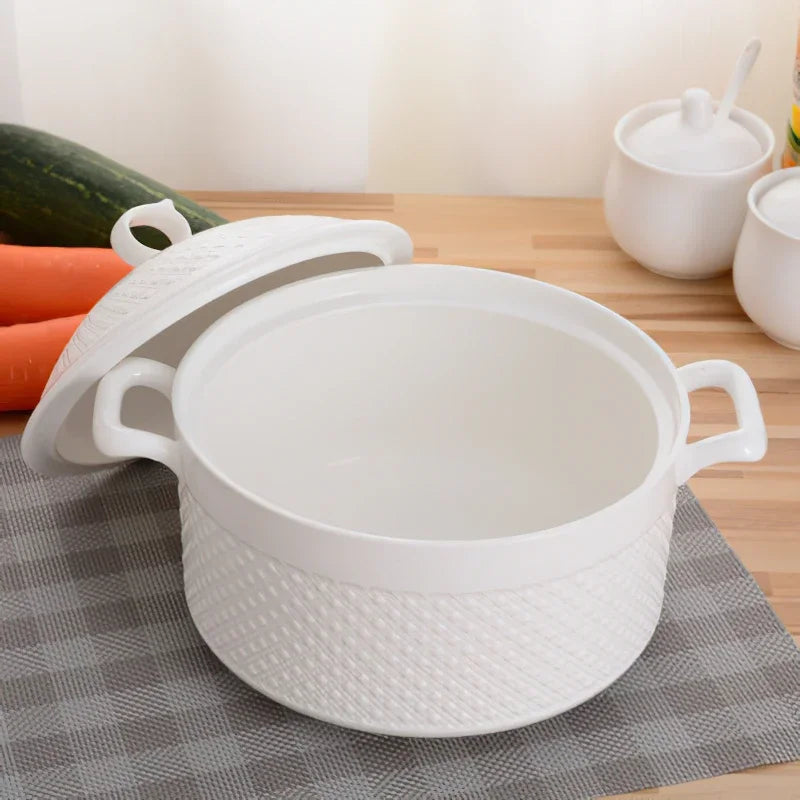 Axya Ceramic Phnom Penh Soup Pot with Cover, Nordic Round Pure Color Bowl