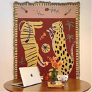 Axyaa Pink Leopard Outdoor Camping Mat Tapestry Throw Blanket