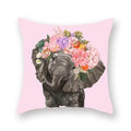 Floral Animal Painting Pillowcase Pink Cat Dog Llama Sofa Cushion Cover Home Decor