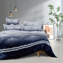 Axyaa Diamond Grid Striped Duvet Cover Set - Black Floral Pattern - 3 Piece Set