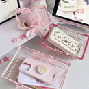 Axyaa Mini Pink Gift Handle Basket with Bow Ribbon - Set of 5