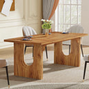 Axyaa 71" Modern Dining Table for 6-8, Wood Pedestal Base Kitchen Table