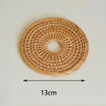 Axyaa Handmade Rattan Coaster Set - Round Tea Cup Insulation Pad