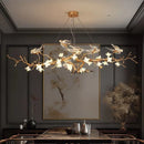 Axyaa Copper Swallow Chandelier with Glass Flower Pendant for Dining Room & Living Room