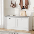 Axyaa Shoe Storage Bench with Padded Seat & Two Flip Drawers