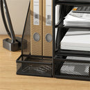 Metal Mesh Desk Organizer 4-Tier with Sliding Drawer, Letter Tray & Pen Holder by Axyaa