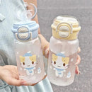 Axyaa Cat Water Bottle with Straw: Cute & Portable for Kids, School, Travel