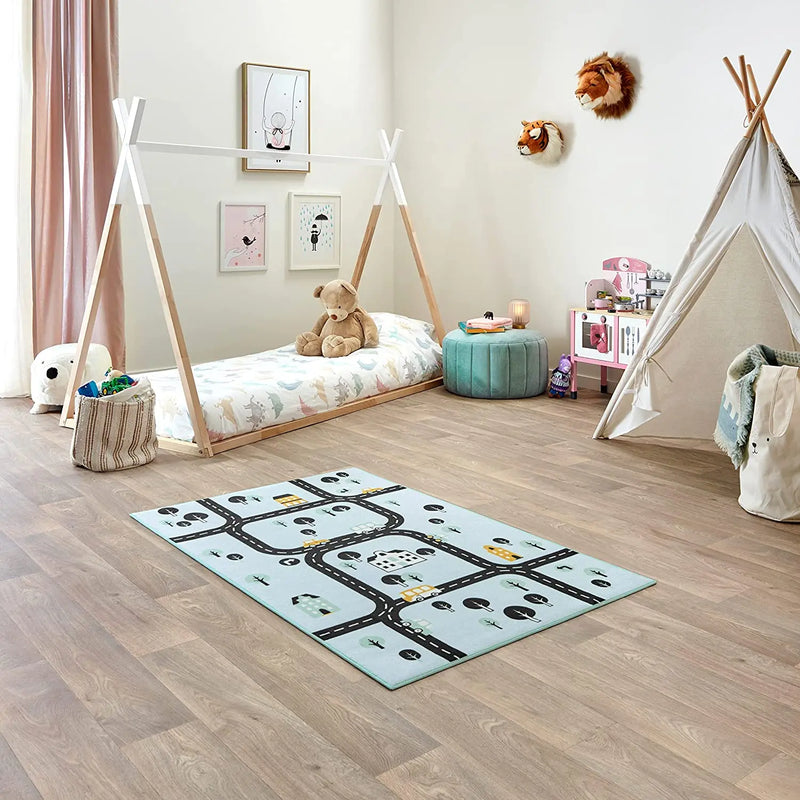 Axyaa Kids' Car Rugs: Non-Slip Room Play Mats for Boys and Girls