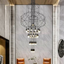 Axyaa Black Acrylic LED Pendant Chandelier | Modern Minimalist Line Design Indoor Lighting
