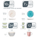 Axya™ Bella-H Porcelain Dinner Set - 4 Colors, 16/32/48-Piece Ceramic Tableware Set