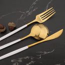 Axyaa Gold Knife Cutlery Set - 6Pcs Stainless Steel Sharp Dinnerware Kitchen Flatware