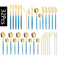 Axyaa Red Gold Stainless Steel Cutlery Set - 32pcs Flatware Tableware