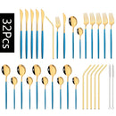 Axyaa Red Gold Stainless Steel Cutlery Set - 32pcs Flatware Tableware