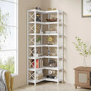 Axyaa Industrial 7-Tier Corner Bookcase for Stylish Storage and Display