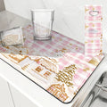 Axyaa Christmas Pink House Absorbent Drying Mat