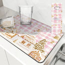 Axyaa Christmas Pink House Absorbent Drying Mat