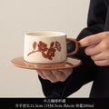 Axyaa Ceramic Coffee Cup and Saucer Set, Retro Design, High Quality, Ideal for Couples