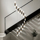 Axyaa Luxury Crystal LED Stair Chandelier - Minimalist Indoor Hanging Lamps