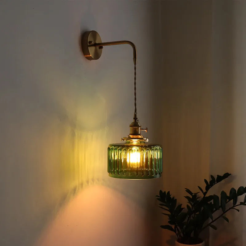 Axyaa Nordic LED Wall Sconce Glass Copper Light for Home Decor & Living Room