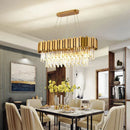 Axyaa Gold Luxury Villa Crystal Chandelier Dining Kitchen Island Pendant Lights