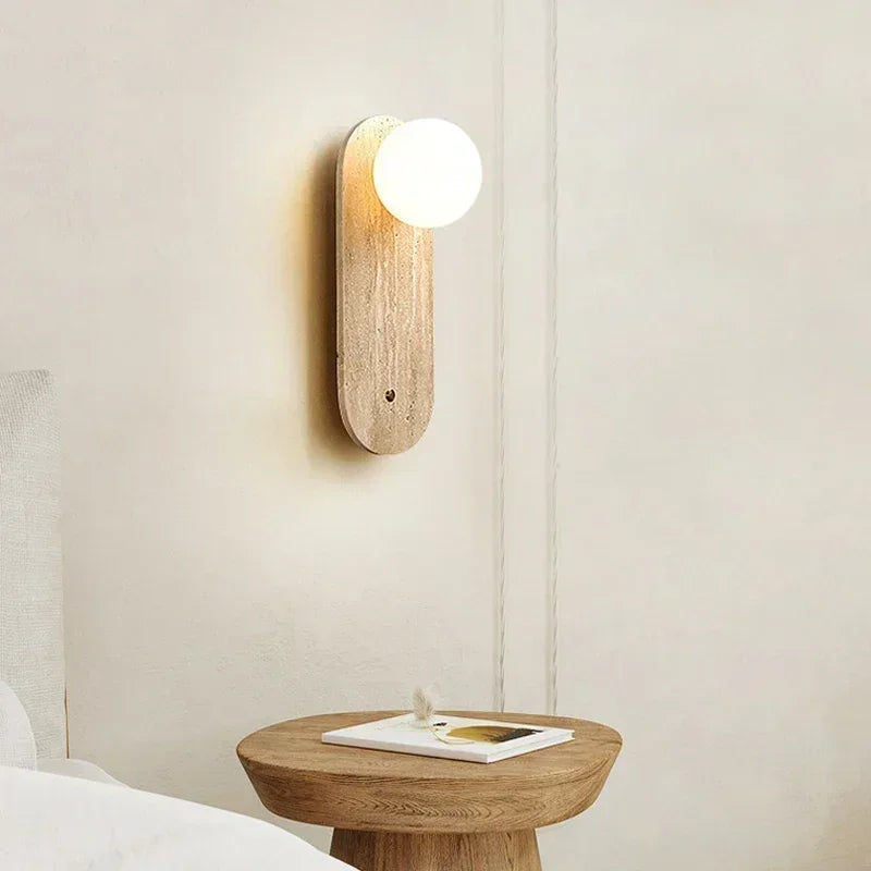 Axyaa Wabi Sabi Stone Wall Sconce: Nordic Style Bedroom Living Room Lamp