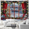 Winter Wonderland Tapestry: Christmas Tree Garland Window Wall Hanging by Axyaa