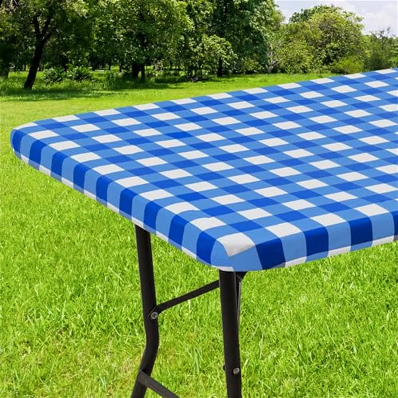 Axyaa Waterproof Stretch Vinyl Rectangle Table Cover for Home Parties and Outdoor Activities