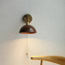 Axyaa LED Walnut Wood Wall Lamp Sconce, Modern Japanese Style, Pull Chain Switch
