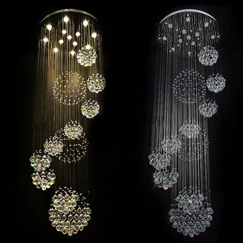 Axyaa Modern Crystal Ball Chandelier - Large Lustres Cristal D80*H300cm, Room Decor Ceiling Lamp