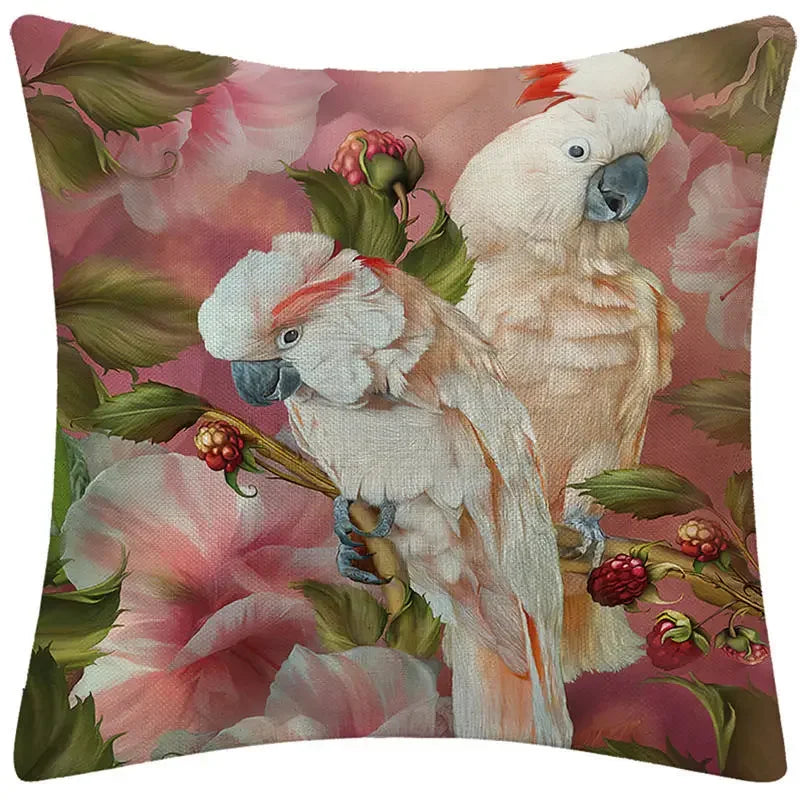 Axyaa Tropical Toucan Couple Throw Pillow Cover for Home Sofa