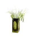 Axyaa Luxury Green Glass Vase for Living Room Decor, Retro Tulip Rose Arrangement