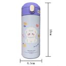Axyaa 380ml Stainless Steel Vacuum Flask with Straw - Cute Thermal Insulation Water Bottle