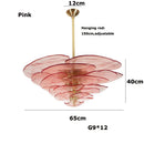 Colorized Glass Leaves Chandelier by Axyaa: Stoned Art Glass, Dimming Function