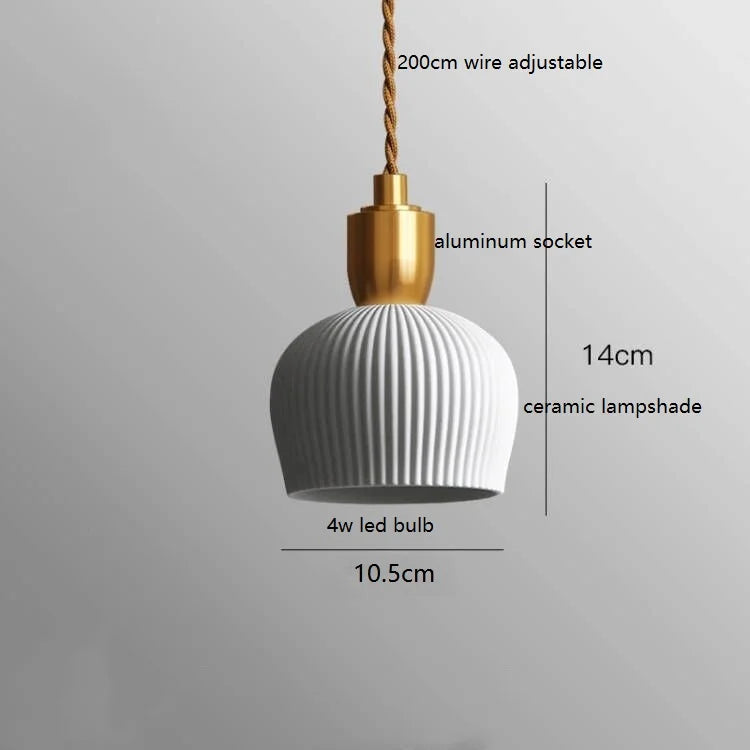 Axyaa Walnut Ceramic Nordic LED Pendant Lights - Japanese Style Modern Hanging Lamp